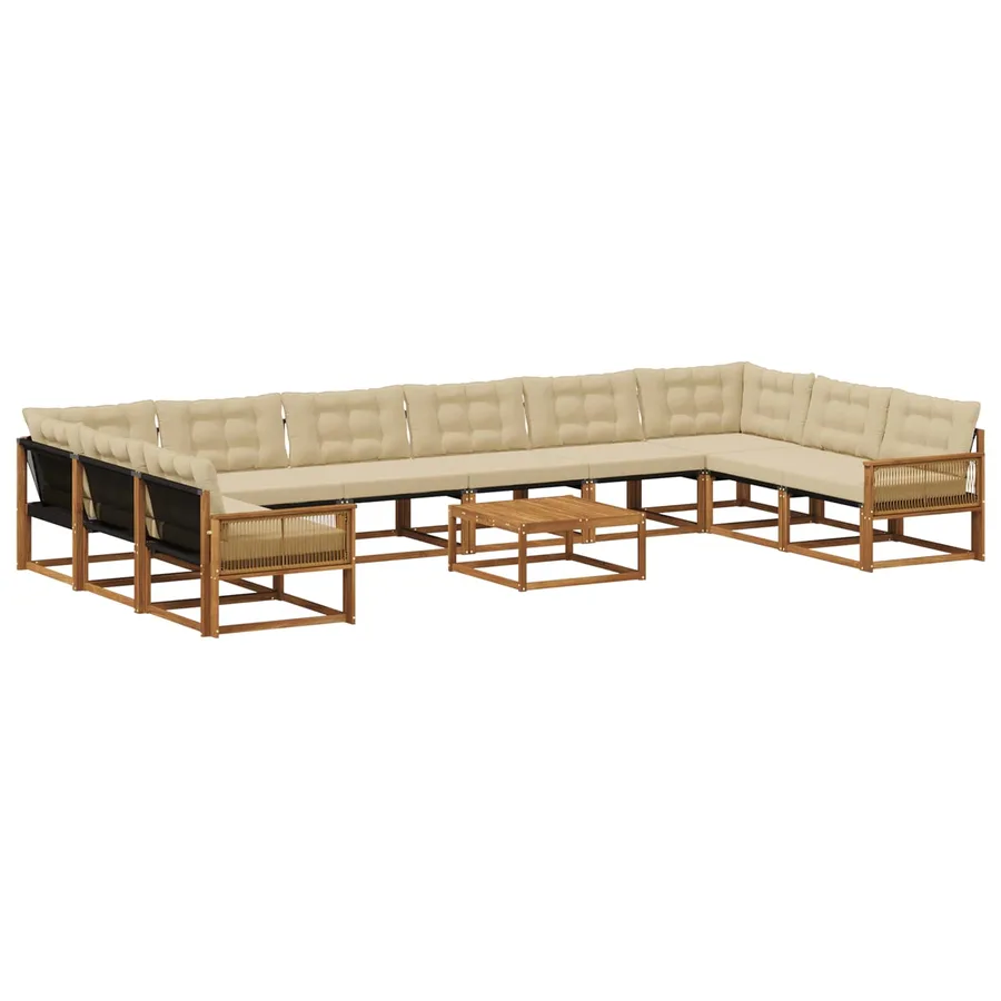Ensemble de canapés d'extérieur 11 pcs Naturel et Beige - 2