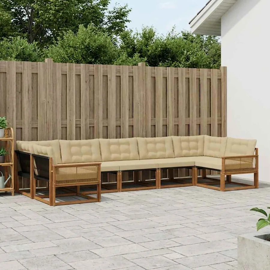 Ensemble de canapés d'extérieur 7 pcs Naturel et Beige