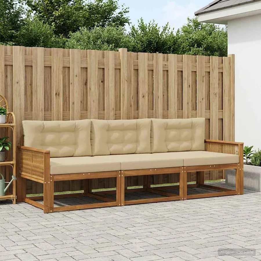 Ensemble de canapés d'extérieur 3 pcs Naturel et Beige