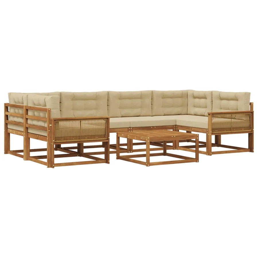 Ensemble de canapés d'extérieur 7 pcs Naturel et Beige - 2