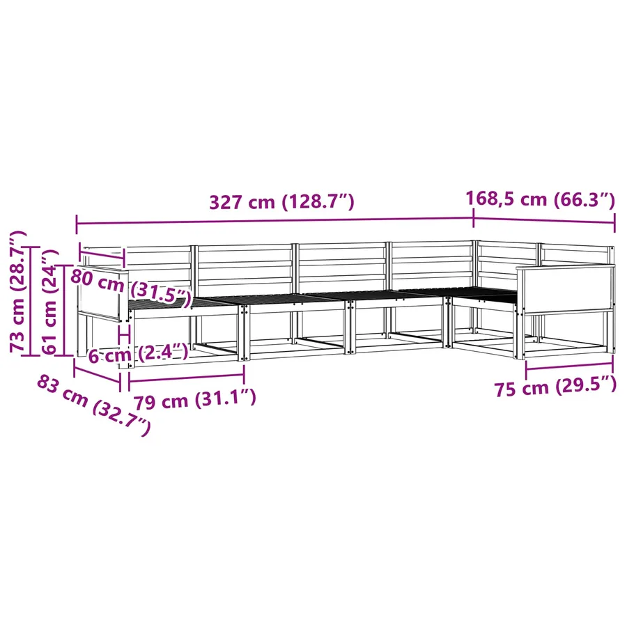 Ensemble de canapés d'extérieur 5 pcs Naturel - 7