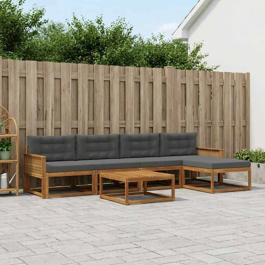 Ensemble de canapés d'extérieur 6 pcs Naturel et Anthracite