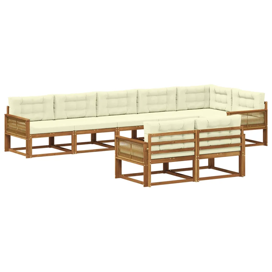Ensemble de canapés d'extérieur 8 pc Naturel et Crème - 2
