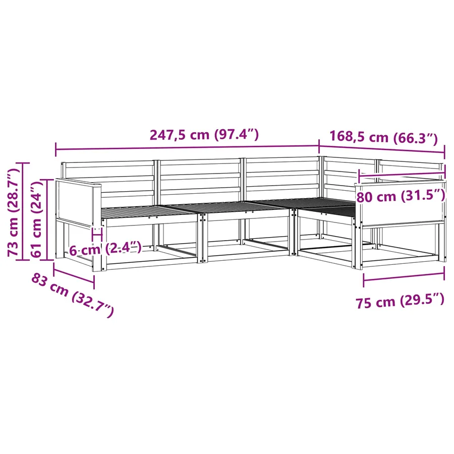 Ensemble de canapés d'extérieur 4 pcs Naturel - 6