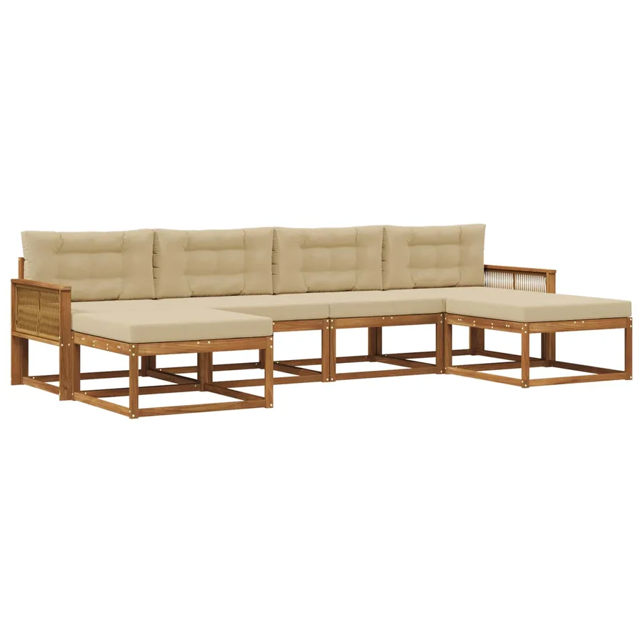 Ensemble de canapés d'extérieur 6 pcs Naturel et Beige - 2