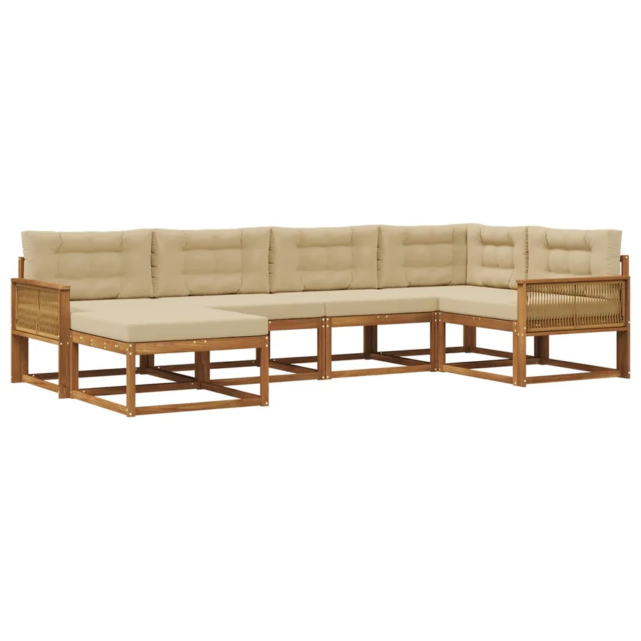 Ensemble de canapés d'extérieur 6 pcs Naturel et Beige - 2