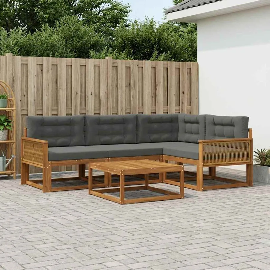Ensemble de canapés d'extérieur 5 pcs Naturel et Anthracite