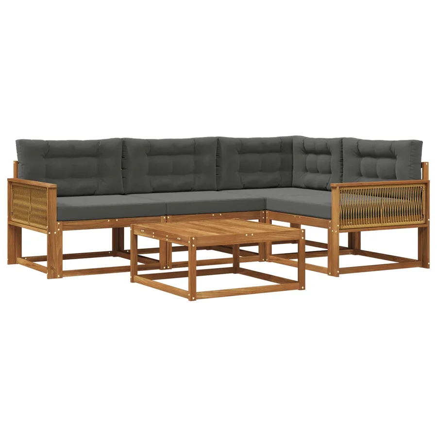 Ensemble de canapés d'extérieur 5 pcs Naturel et Anthracite - 2