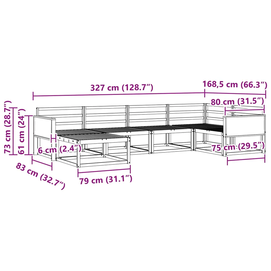 Ensemble de canapés d'extérieur 6 pcs Naturel - 8