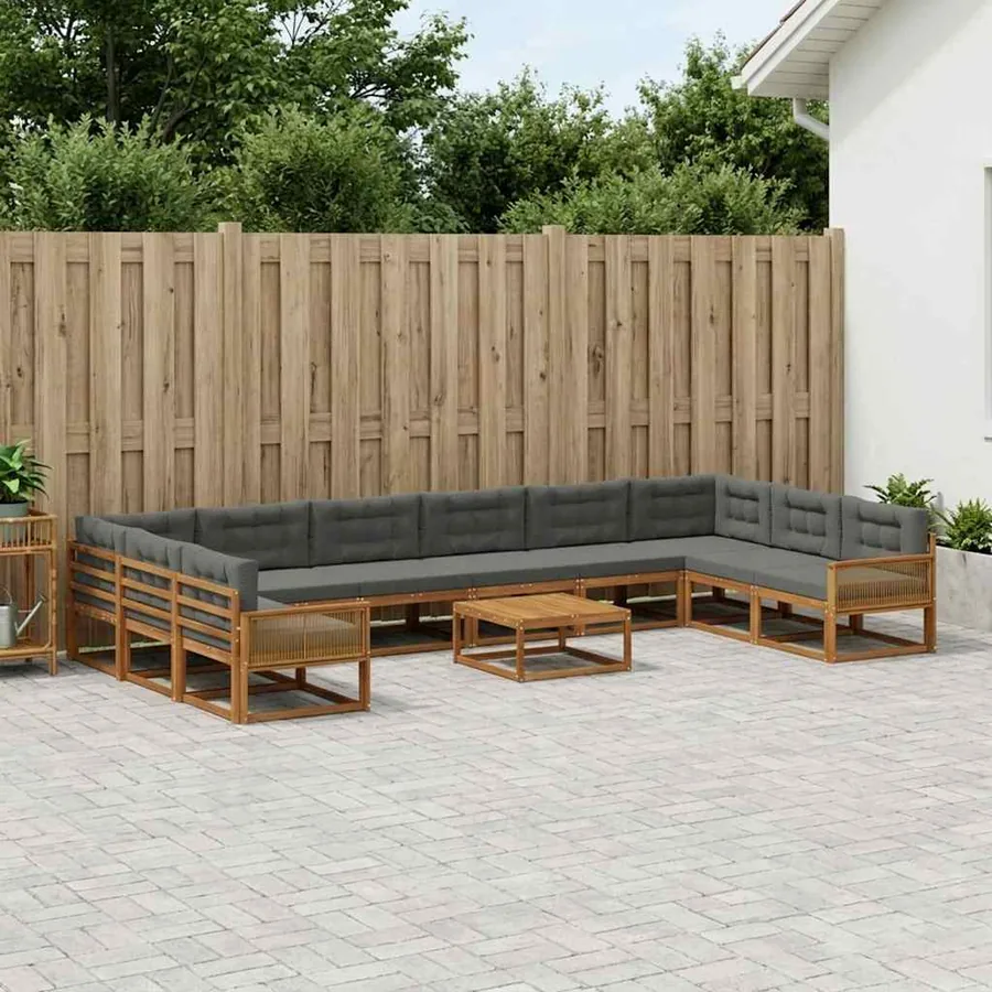 Ensemble de canapés d'extérieur 11 pcs Naturel et Anthracite