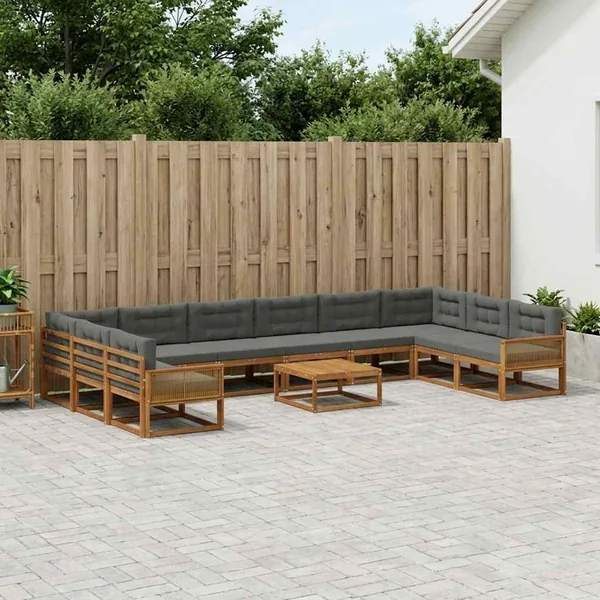 Ensemble de canapés d'extérieur 11 pcs Naturel et Anthracite
