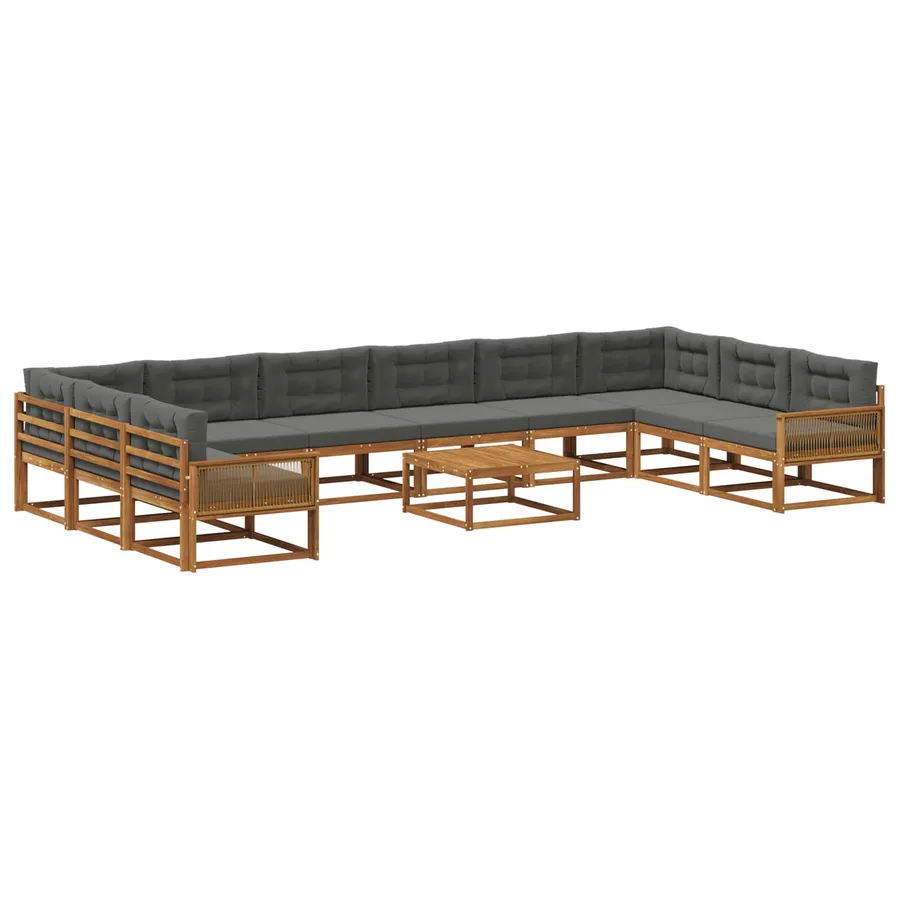 Ensemble de canapés d'extérieur 11 pcs Naturel et Anthracite - 2