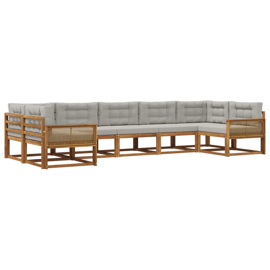 Ensemble de canapés d'extérieur 7 pcs Naturel et gris clair - 2