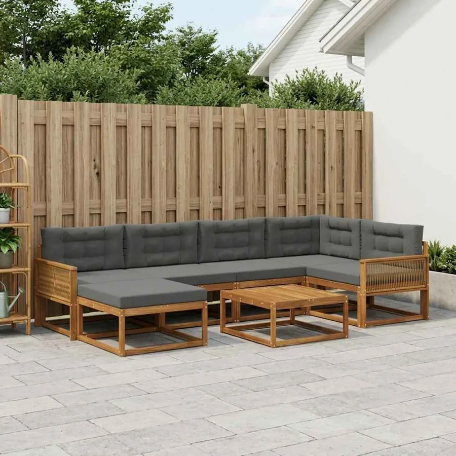 Ensemble de canapés d'extérieur 7 pcs Naturel et Anthracite
