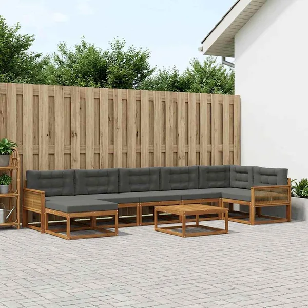 Ensemble de canapés d'extérieur 8 pcs Naturel et Anthracite