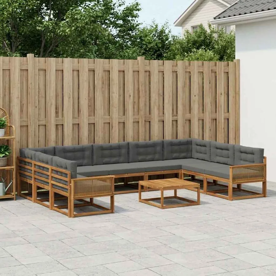 Ensemble de canapés d'extérieur 10 pcs Naturel et Anthracite
