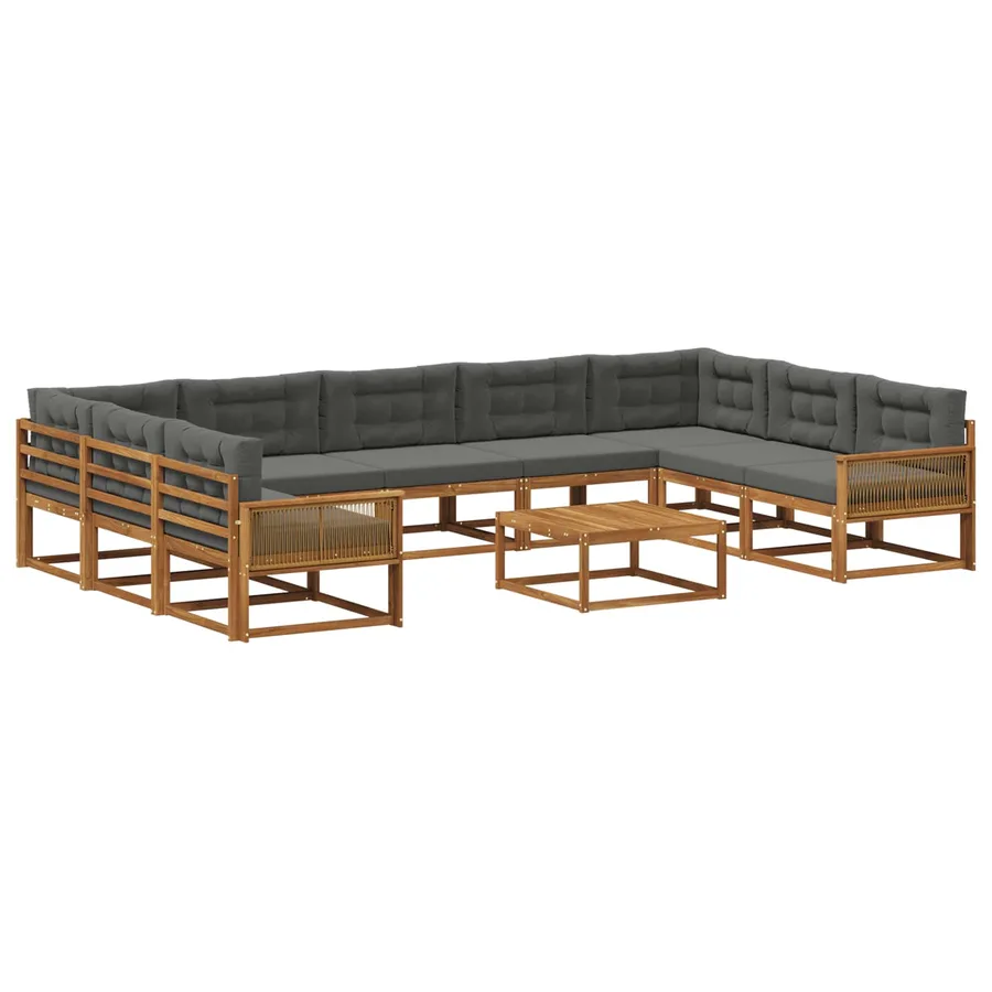 Ensemble de canapés d'extérieur 10 pcs Naturel et Anthracite - 2