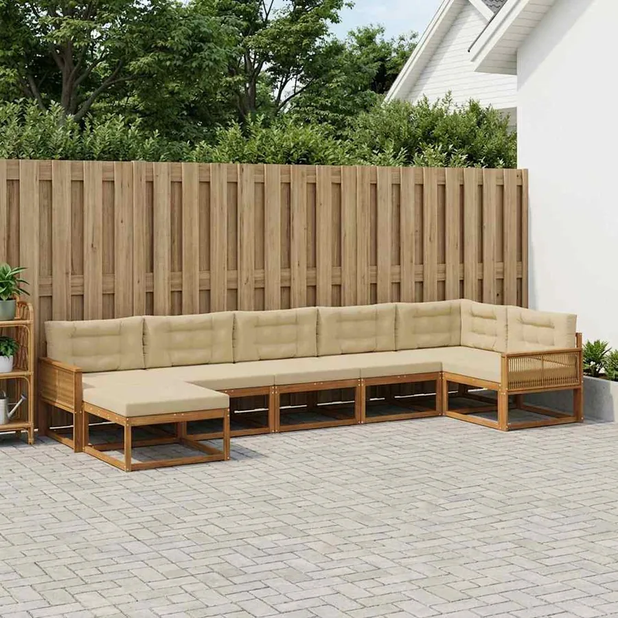 Ensemble de canapés d'extérieur 7 pcs Naturel et Beige
