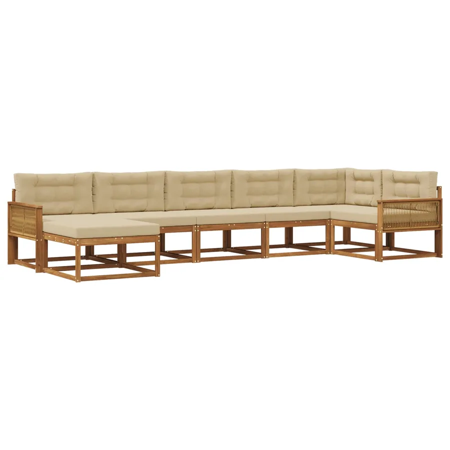 Ensemble de canapés d'extérieur 7 pcs Naturel et Beige - 2