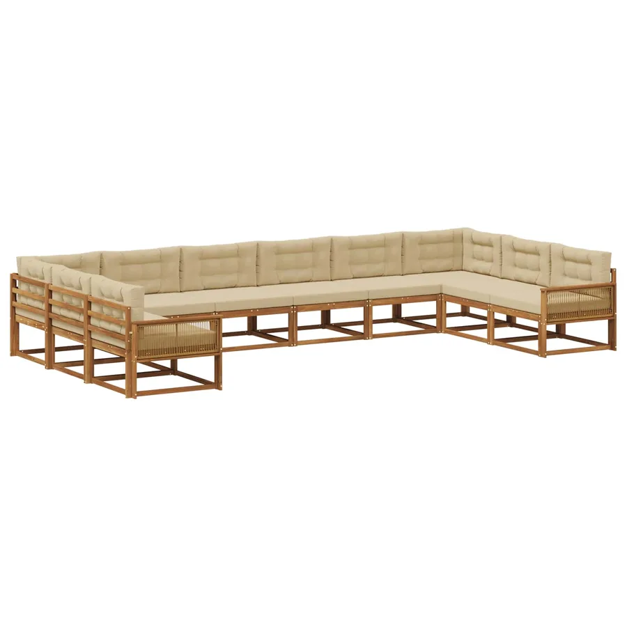 Ensemble de canapés d'extérieur 10 pcs Naturel et Beige - 2