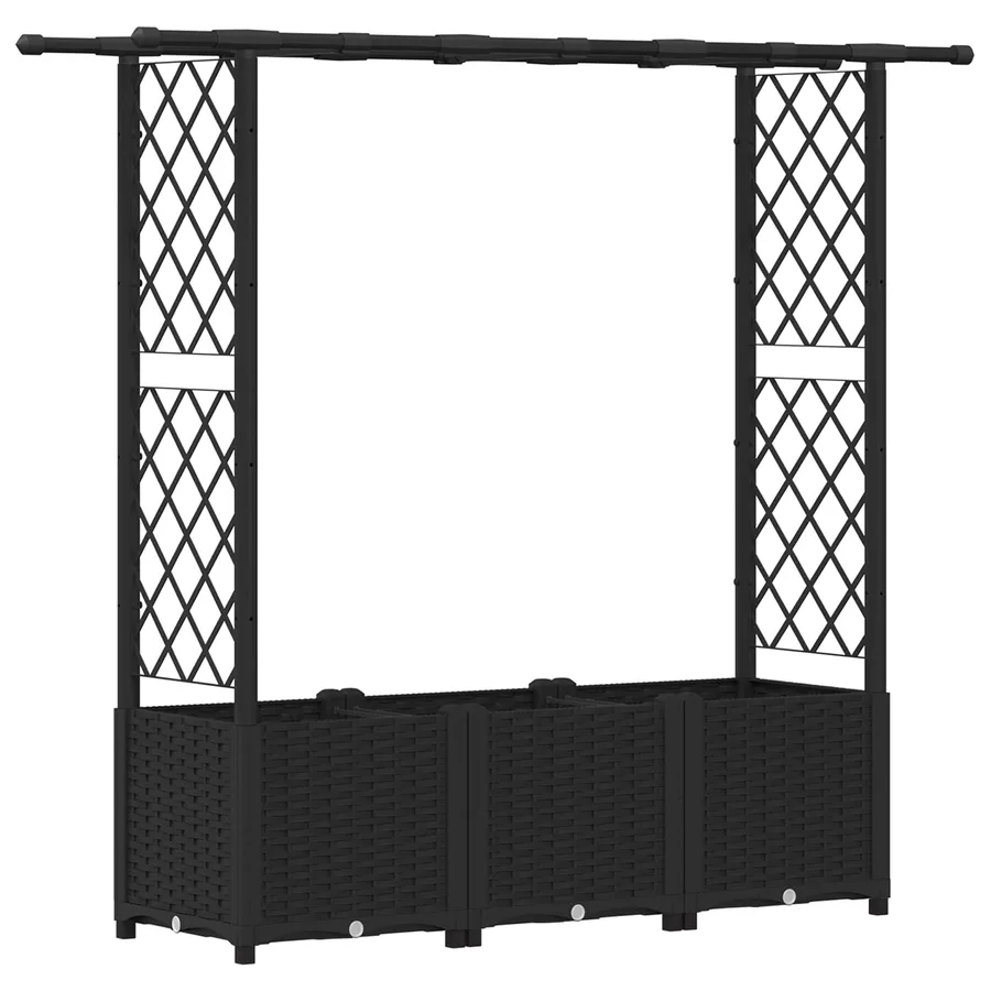 Lit Élevé avec Treillis et Toit Noir 162,5 x 40 x 136 cm PP - 2