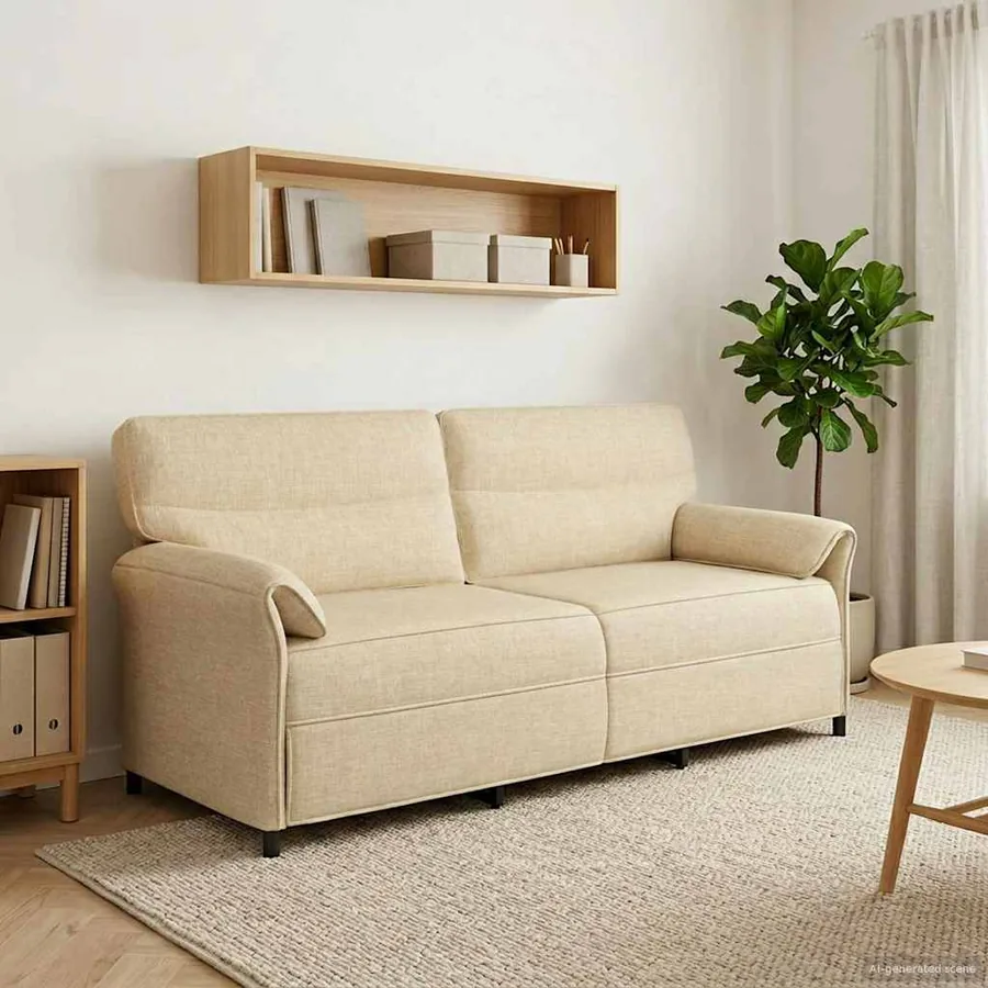 Canapé 100% polyester, cadre en métal, MDF, Contreplaqué