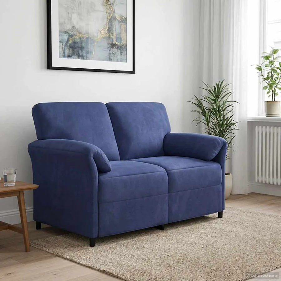 Sofa 2 places Bleu police 138 x 83 x 95 cm Velours