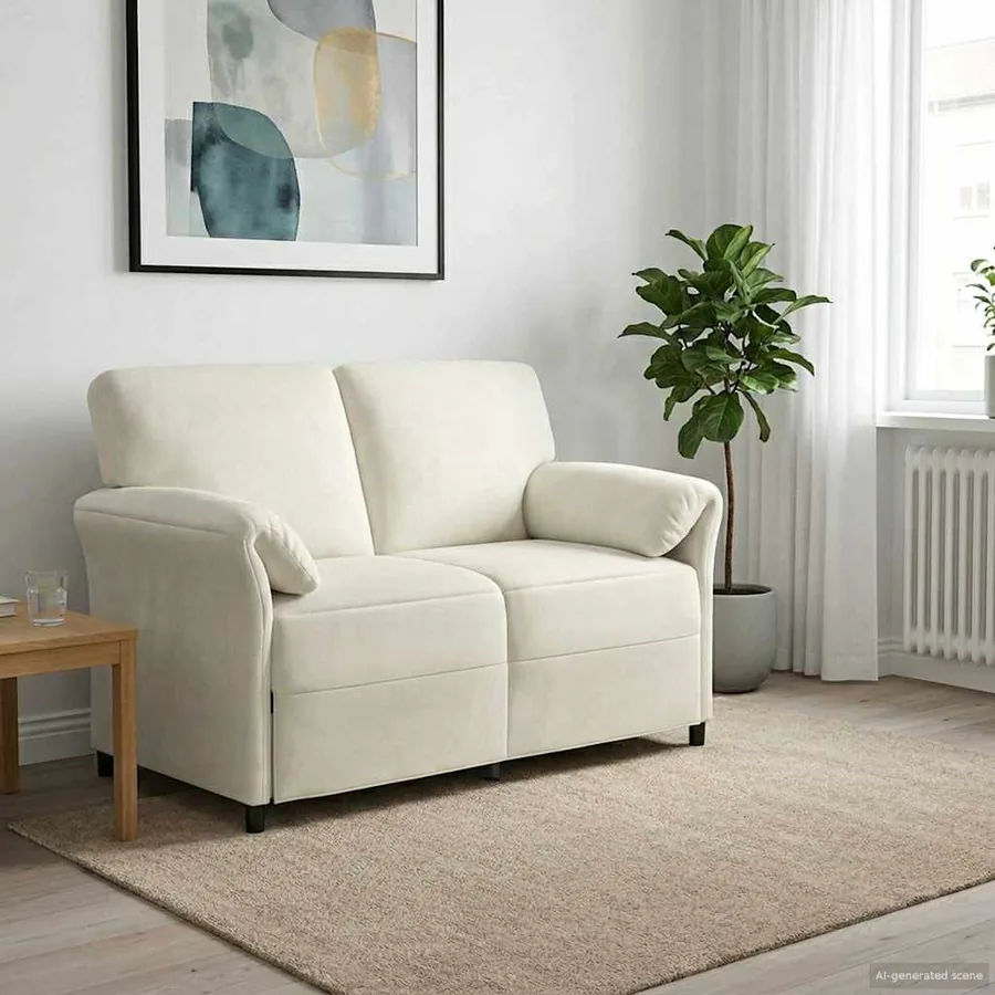 Sofa 2 places Crème 138 x 83 x 95 cm Velours