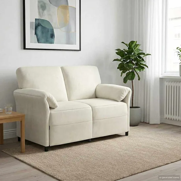 Sofa 2 places Crème 138 x 83 x 95 cm Velours