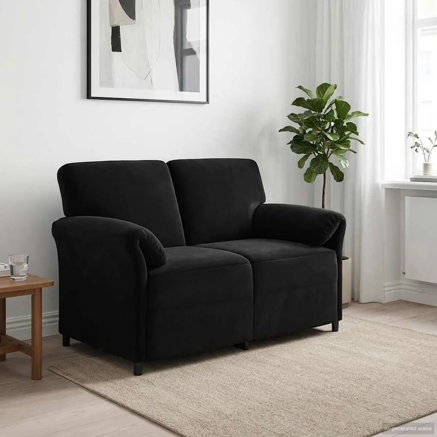 Sofa 2 places Noir 138 x 83 x 95 cm Velours