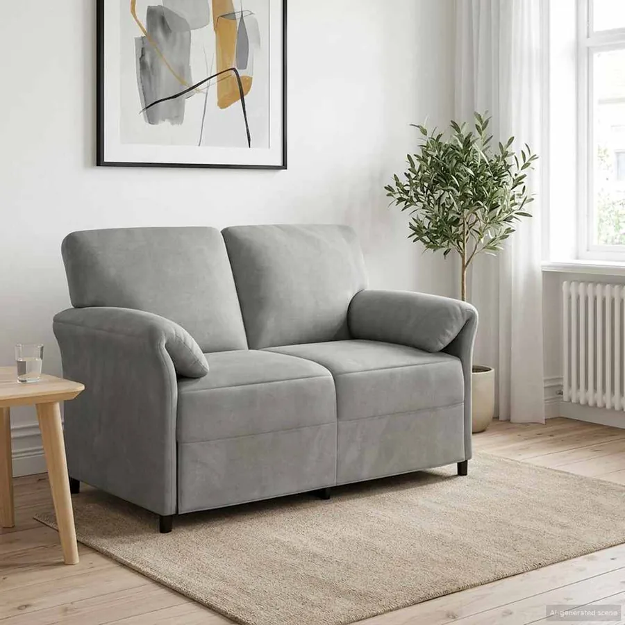 Sofa 2 places Gris clair 138 x 83 x 95 cm Velours