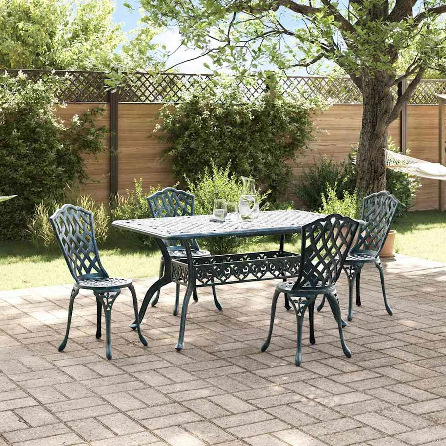 Ensemble de salle à manger pour jardin 5 pcs Vert Aluminium