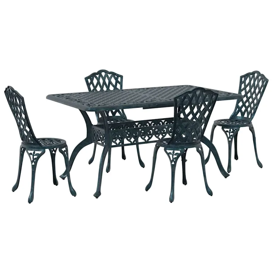 Ensemble de salle à manger pour jardin 5 pcs Vert Aluminium - 2