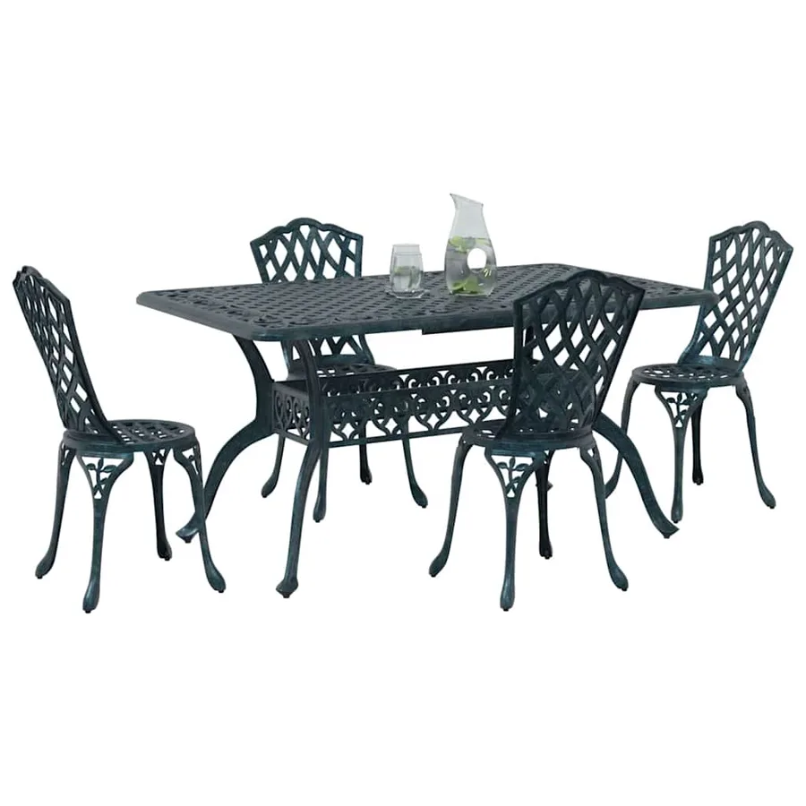 Ensemble de salle à manger pour jardin 5 pcs Vert Aluminium - 3
