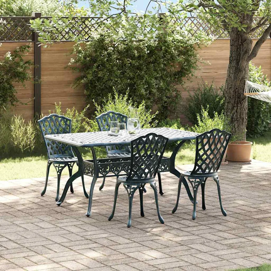 Ensemble de salle à manger pour jardin 5 pcs Vert Aluminium - 4