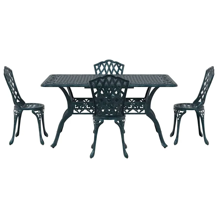 Ensemble de salle à manger pour jardin 5 pcs Vert Aluminium - 7