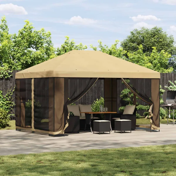 Abri de jardin avec parois 4 × 3 m Crème Polyester et Acier