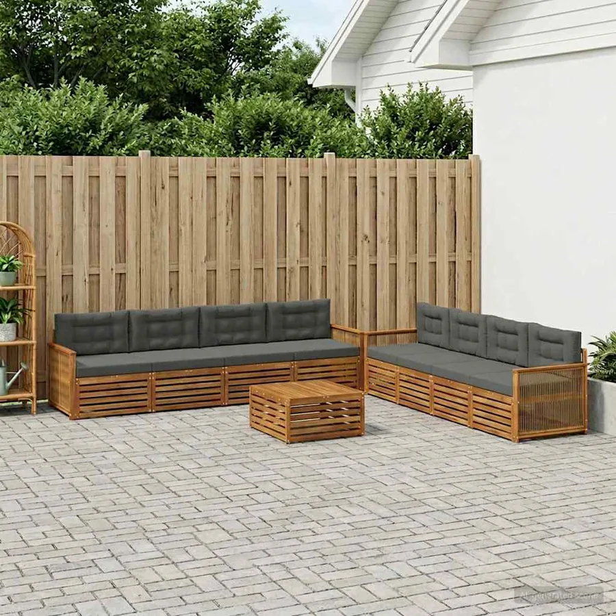 Ensemble de canapés d'extérieur 9 pcs Naturel et Anthracite