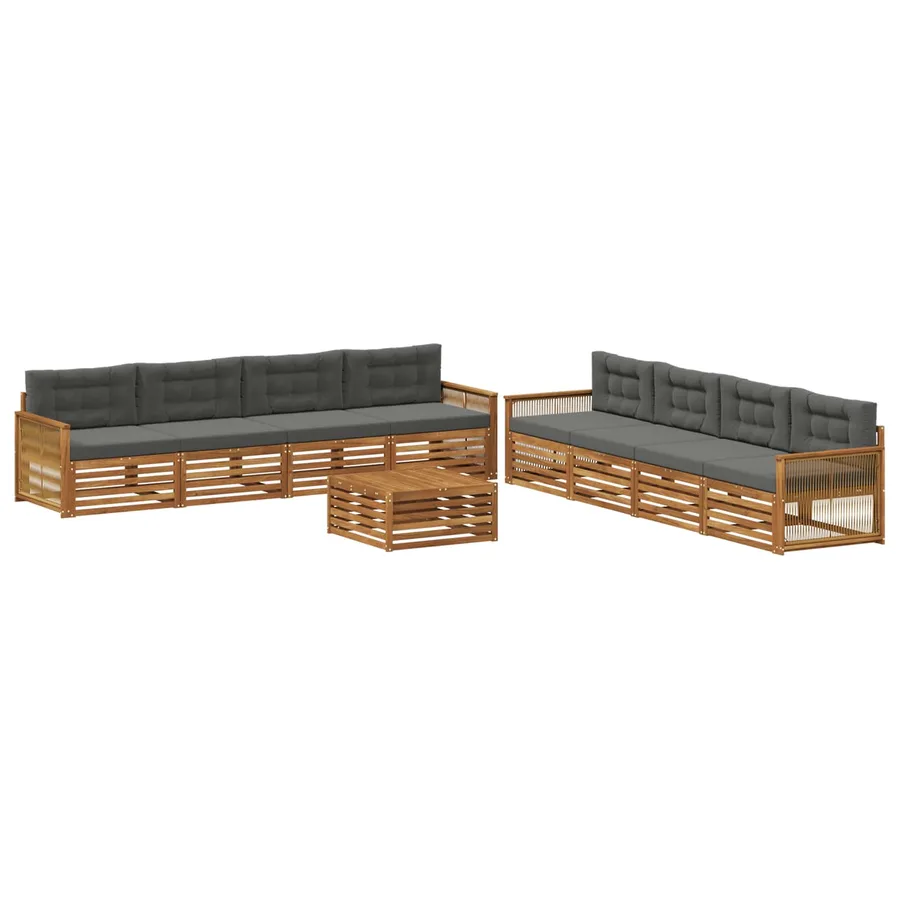 Ensemble de canapés d'extérieur 9 pcs Naturel et Anthracite - 2