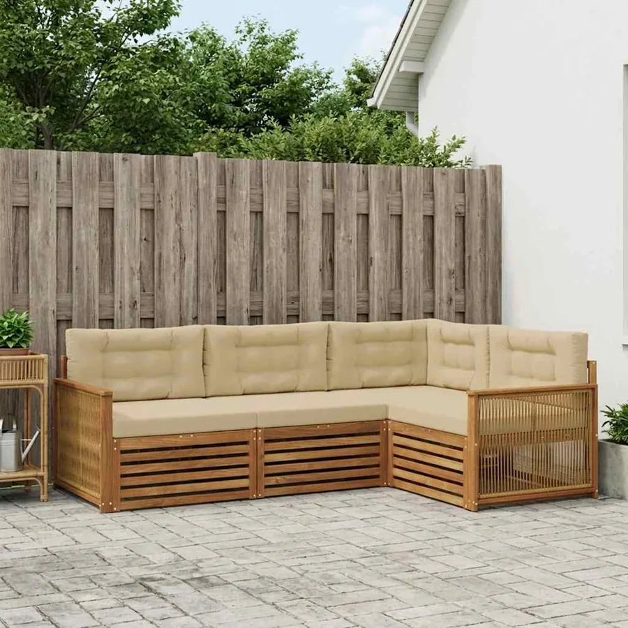 Ensemble de canapés d'extérieur 4 pcs Naturel et Beige