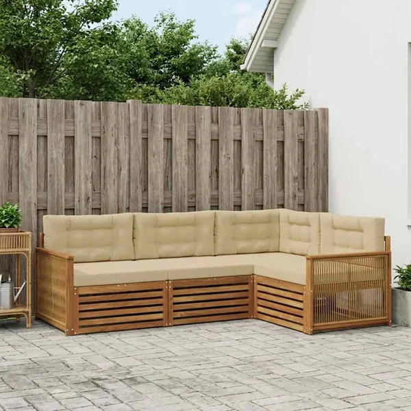 Ensemble de canapés d'extérieur 4 pcs Naturel et Beige