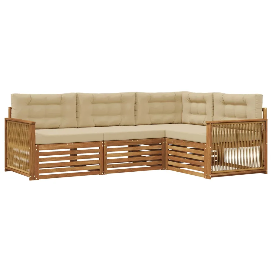 Ensemble de canapés d'extérieur 4 pcs Naturel et Beige - 2