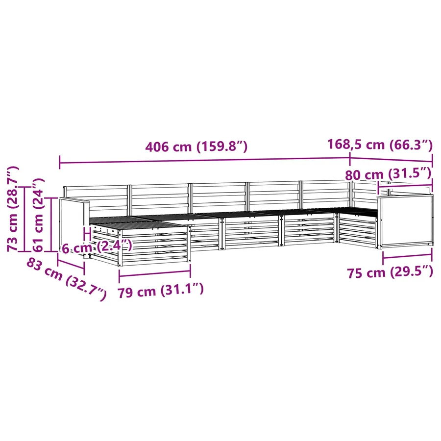 Ensemble de canapés d'extérieur 7 pcs Naturel - 9