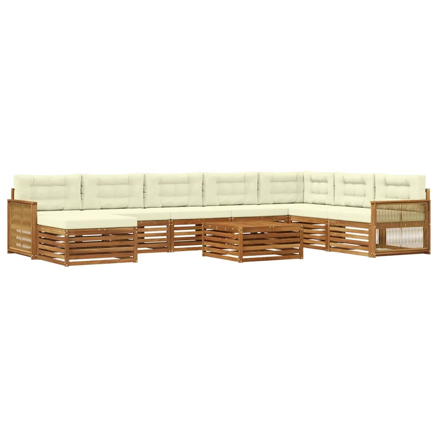 Ensemble de canapés d'extérieur 9 pcs Naturel et Crème - 2