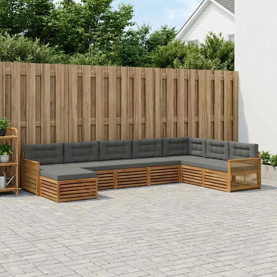 Ensemble de canapés d'extérieur 8 pcs Naturel et Anthracite
