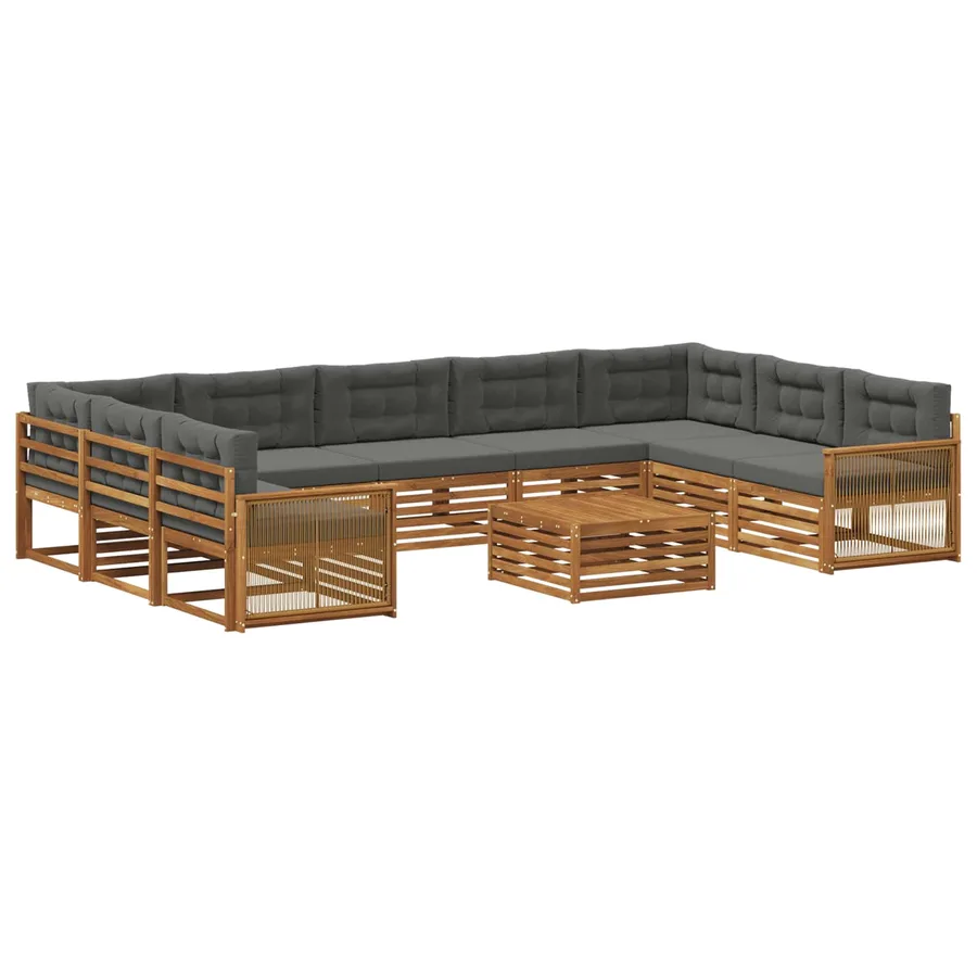 Ensemble de canapés d'extérieur 10 pcs Naturel et Anthracite - 2