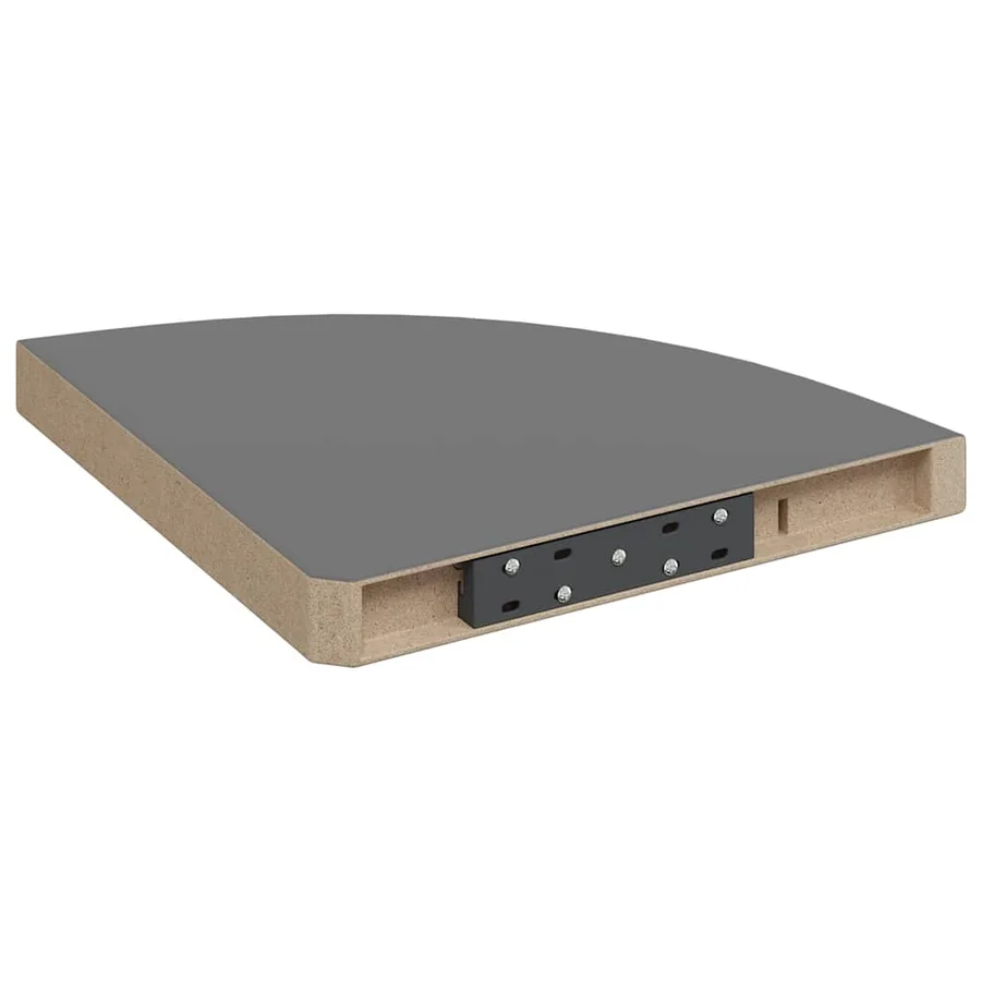 Étagères d'angle flottantes 2pcs gris brillant 35x35x3,8 cm MDF - 8