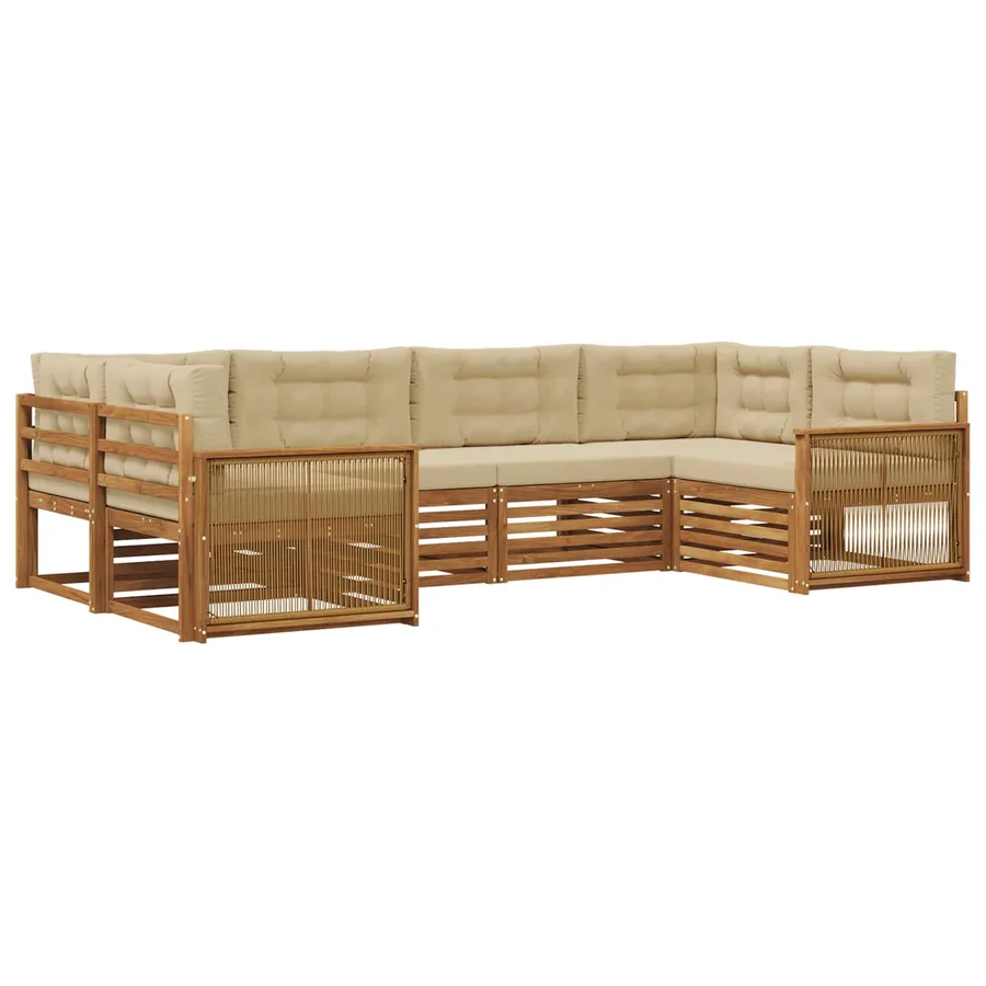 Ensemble de canapés d'extérieur 6 pcs Naturel et Beige - 2