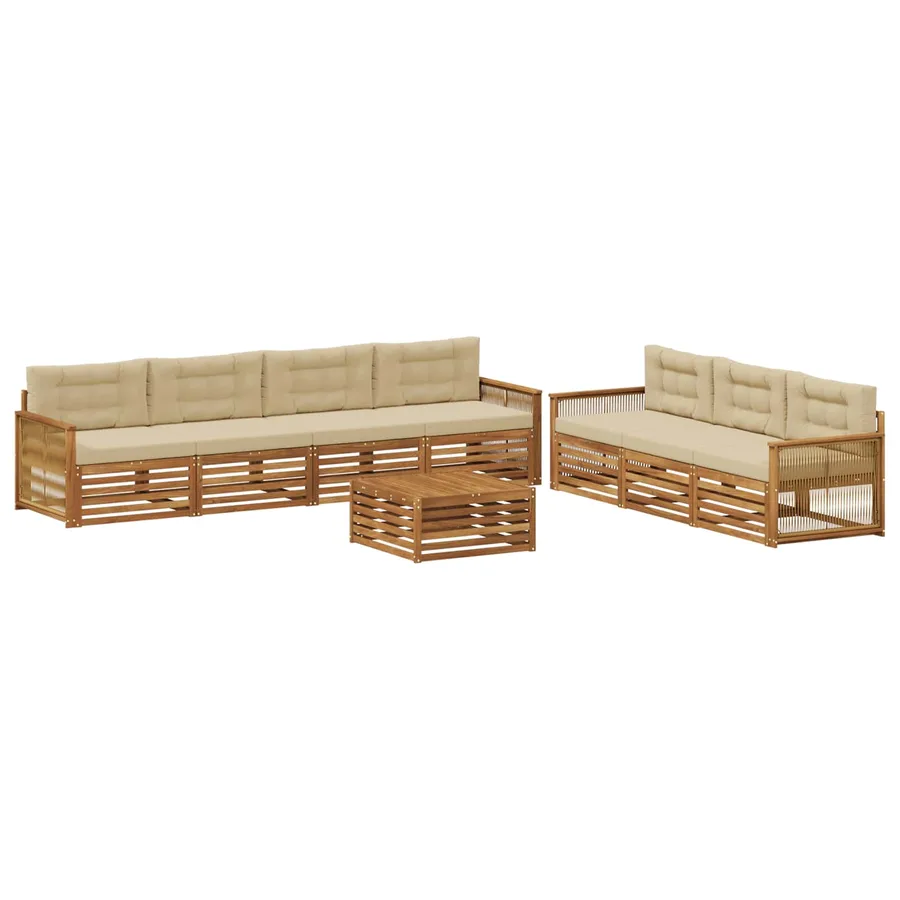 Ensemble de canapés d'extérieur 8 pcs Naturel et Beige - 2