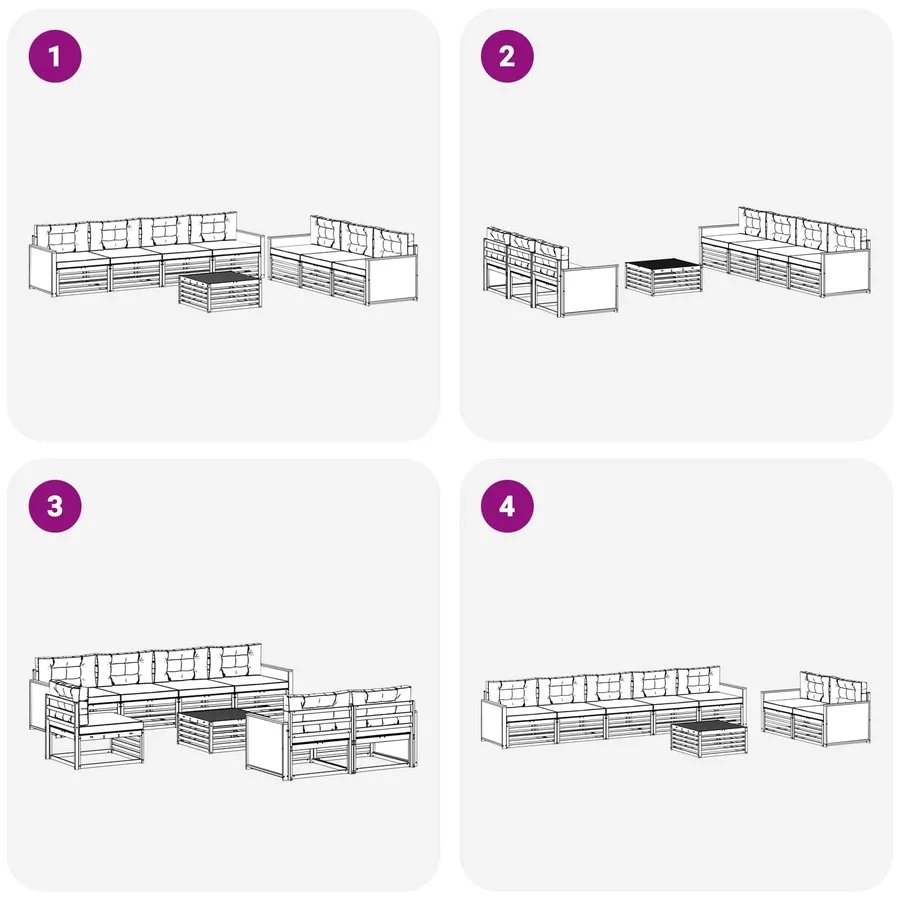 Ensemble de canapés d'extérieur 8 pcs Naturel et Beige - 6